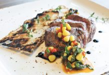 Chili Minute Steak on Garlic Toast with Corn-pepper Relish